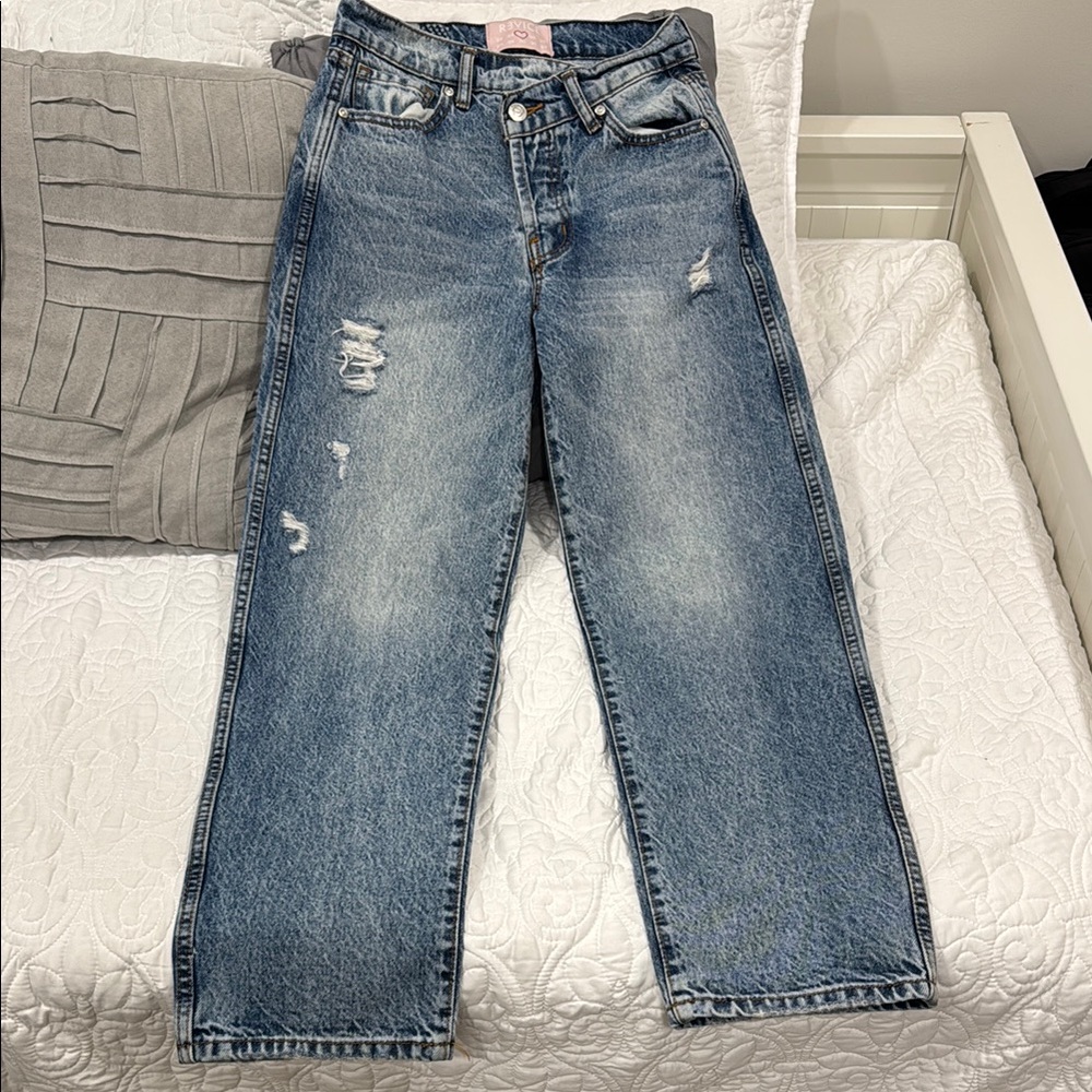REVICE Distressed Crossover Straight Leg Women's Jeans - Size 25